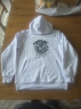 White Spider Web Graphic Hoodie - Unbranded